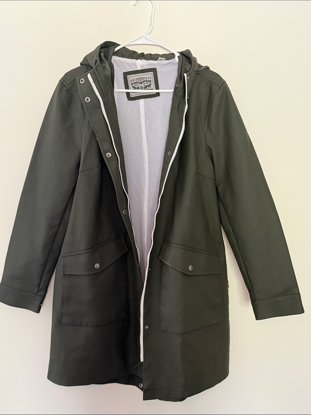 Levi's Women's Olive Green Hooded Rain Jacket - Picture 7 of 13